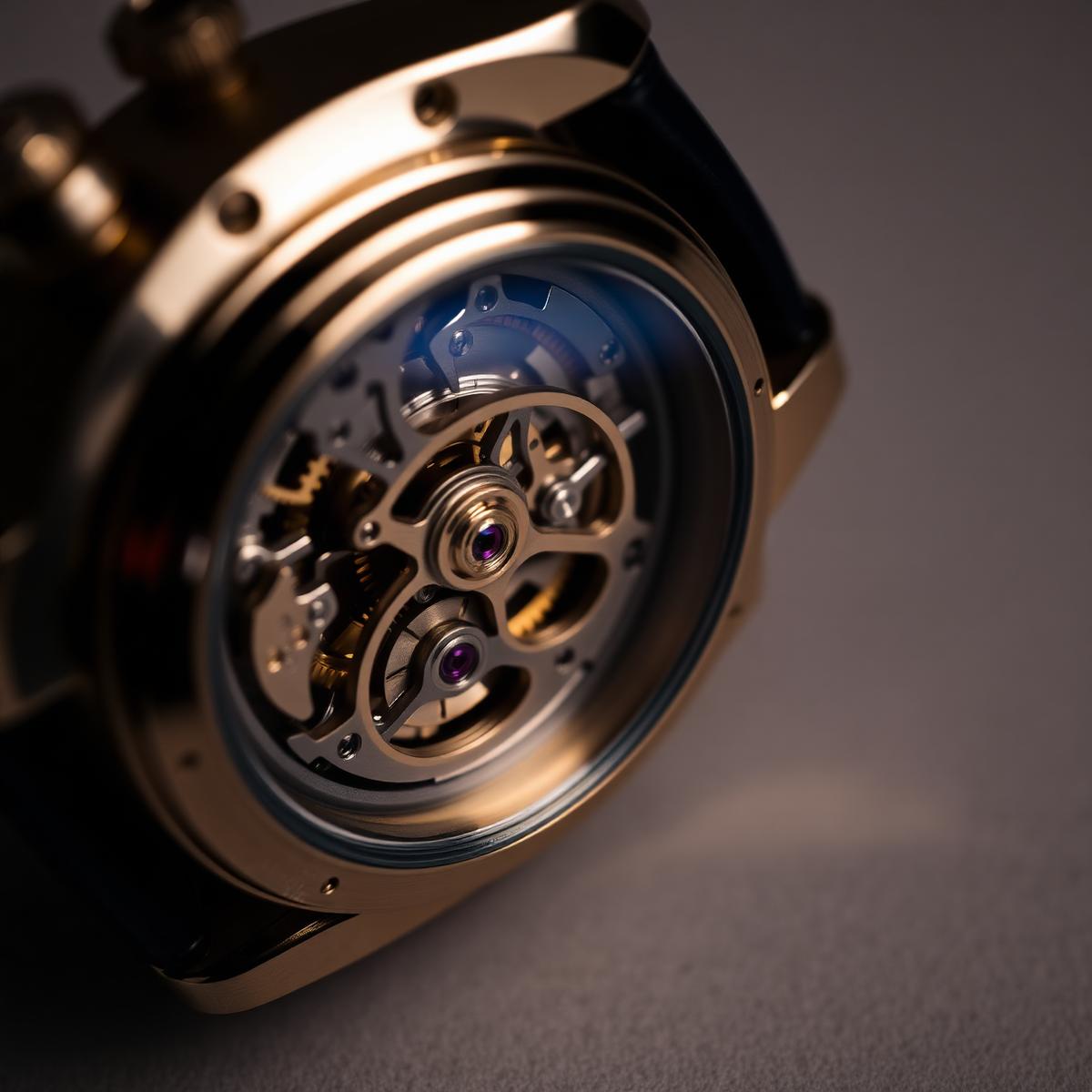 Skeleton mechanical movement with gold gears